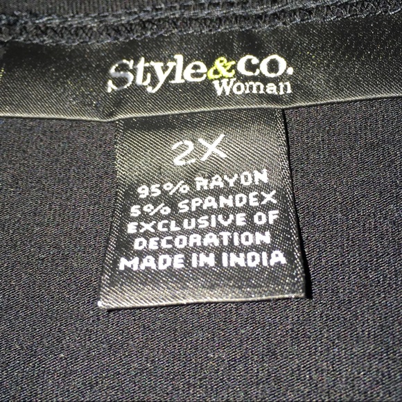 Black V Neck Short Sleeve Embroidered Stretch Top - Picture 4 of 5